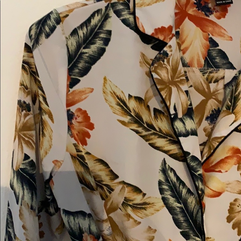 Palm leaf button up dress.